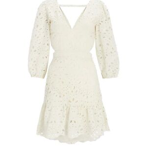 Express Eyelet Cutout Tie Back Mini Dress - Swan